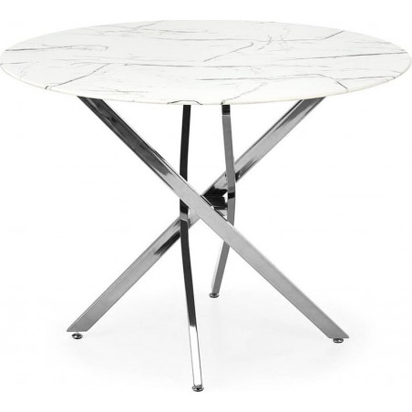 Stół szklany glamour Raymond Halmar | Biały marmur, 100cm