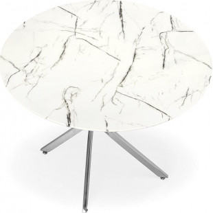 Stół szklany glamour Raymond Halmar | Biały marmur, 100cm