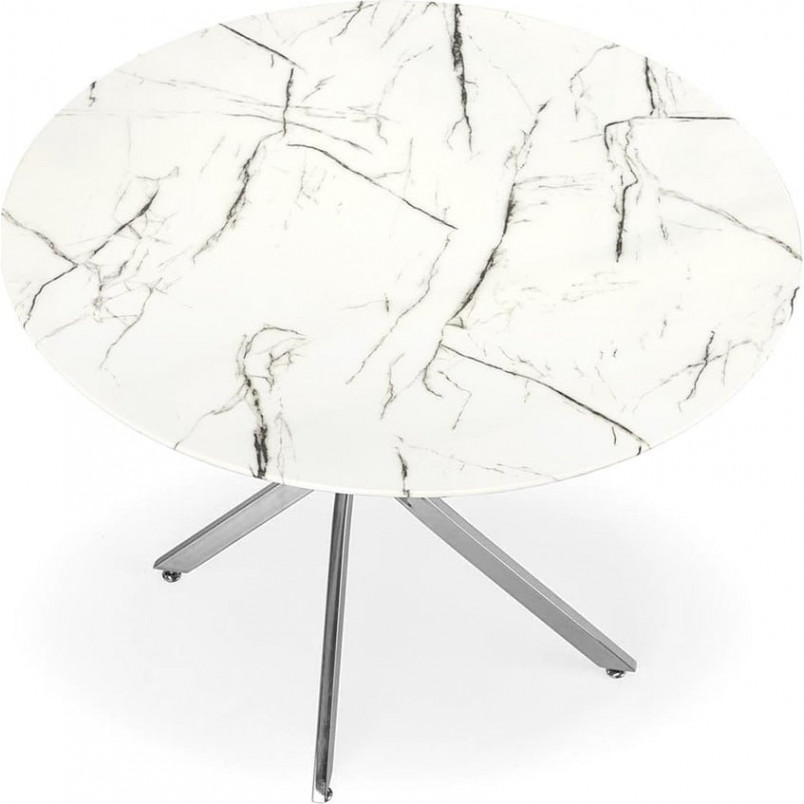 Stół szklany glamour Raymond Halmar | Biały marmur, 100cm