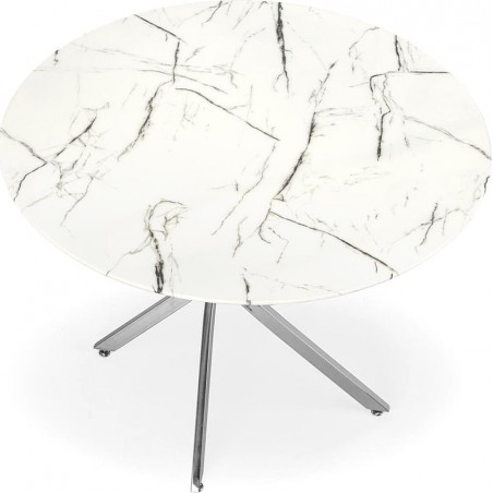 Stół szklany glamour Raymond Halmar | Biały marmur, 100cm