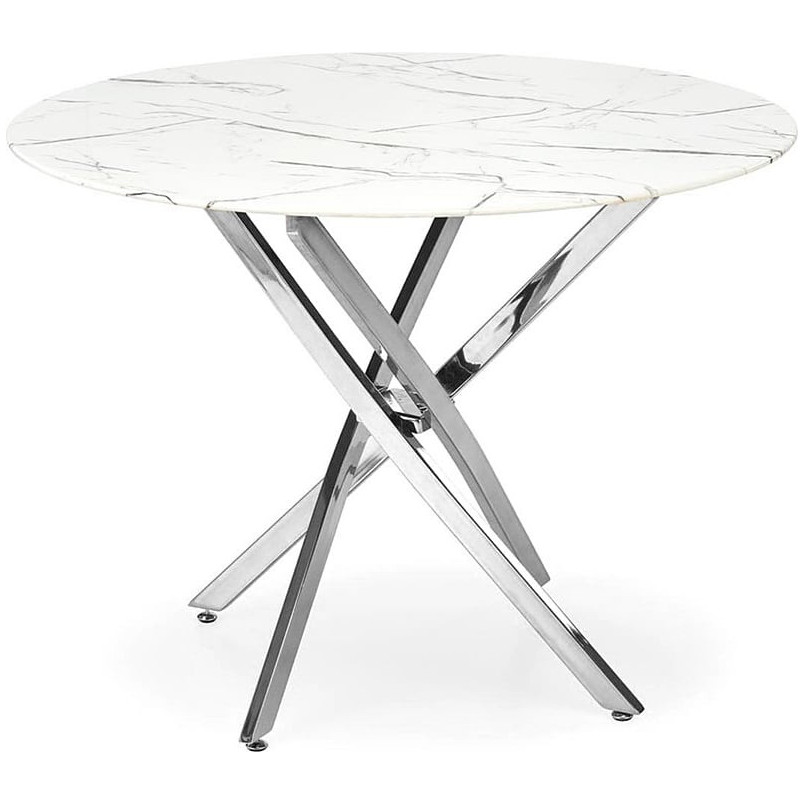 Stół szklany glamour Raymond Halmar | Biały marmur, 100cm