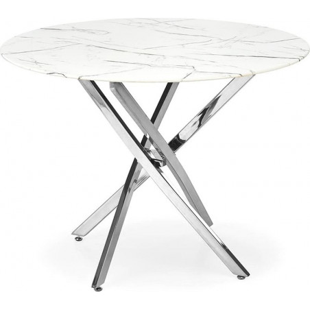 Stół szklany glamour Raymond Halmar | Biały marmur, 100cm
