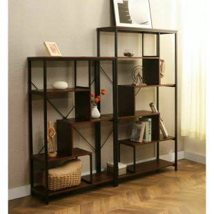 Regał loft na nóżkach Net 85x35x163cm orzech / czarny Signal
