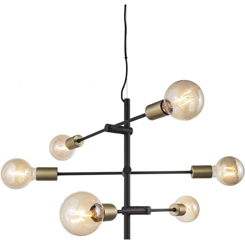 Lampa Wisząca Industrialna Josefine | Nordlux | Czarny Mat / Mosiądz