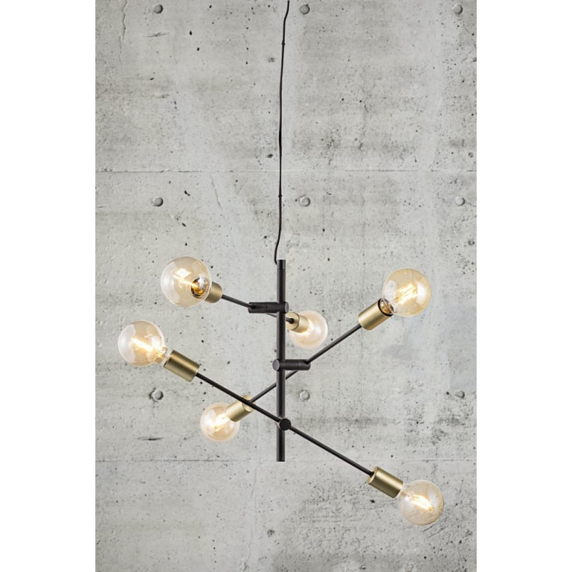 Lampa Wisząca Industrialna Josefine | Nordlux | Czarny Mat / Mosiądz
