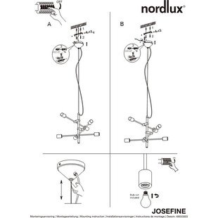 Lampa Wisząca Industrialna Josefine | Nordlux | Czarny Mat / Mosiądz