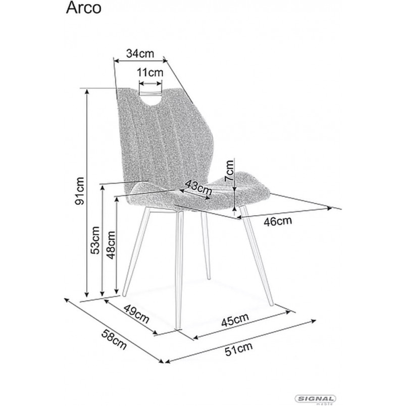 Krzesło tapicerowane Arco Signal - Szare, Metalowe | Kup Teraz