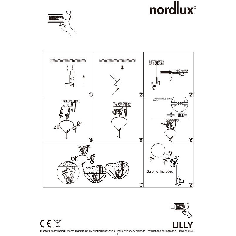 Lampa wisząca Nordlux Lilly | Szklane kule, czarno-biała