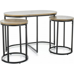 Zestaw 3 stolików Twix dąb aristan / czarny mat Signal