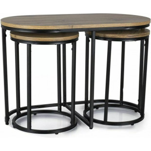 Zestaw 3 stolików Twix dąb aristan / czarny mat Signal