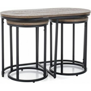 Zestaw 3 stolików Twix orzech vintage / czarny mat Signal