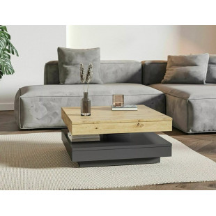 Stolik kwadratowy z obrotowym blatem Cotto 67x67cm dąb aristan / antracyt Signal