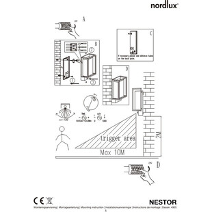Kinkiet zewnętrzny Nestor czarny | Nordlux - Oświetlenie IP44