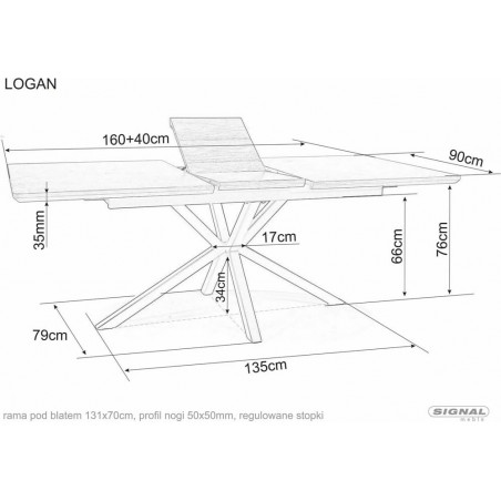 Stół rozkładany Signal Logan: Biały marmur, 160-200x90cm - Kup Teraz!