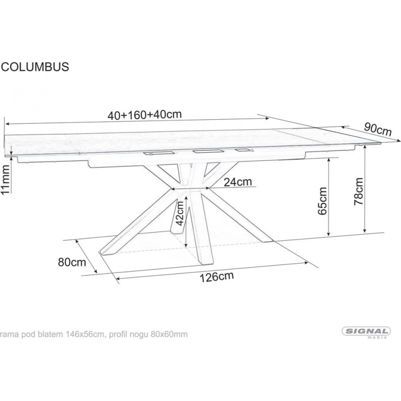 Stół rozkładany biały Signal Columbus 160-240x90cm | Sklep meblowy