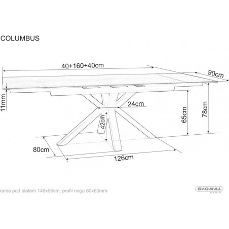 Stół rozkładany biały Signal Columbus 160-240x90cm | Sklep meblowy