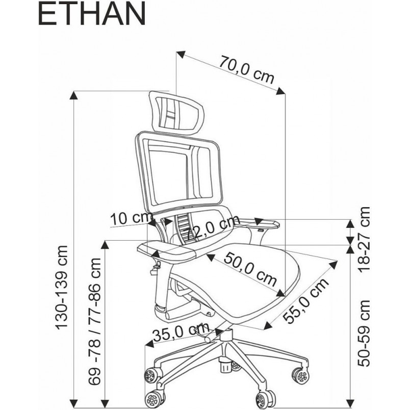 Fotel ergonomiczny Ethan Halmar - Komfort i regulacja | Sklep meble