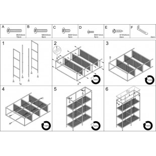 Regał loft z drucianymi półkami Lex 100x36x136cm dąb / czarny mat Signal