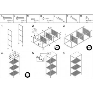 Regał loft z drucianymi półkami Lex 50x36x136cm dąb / czarny mat Signal