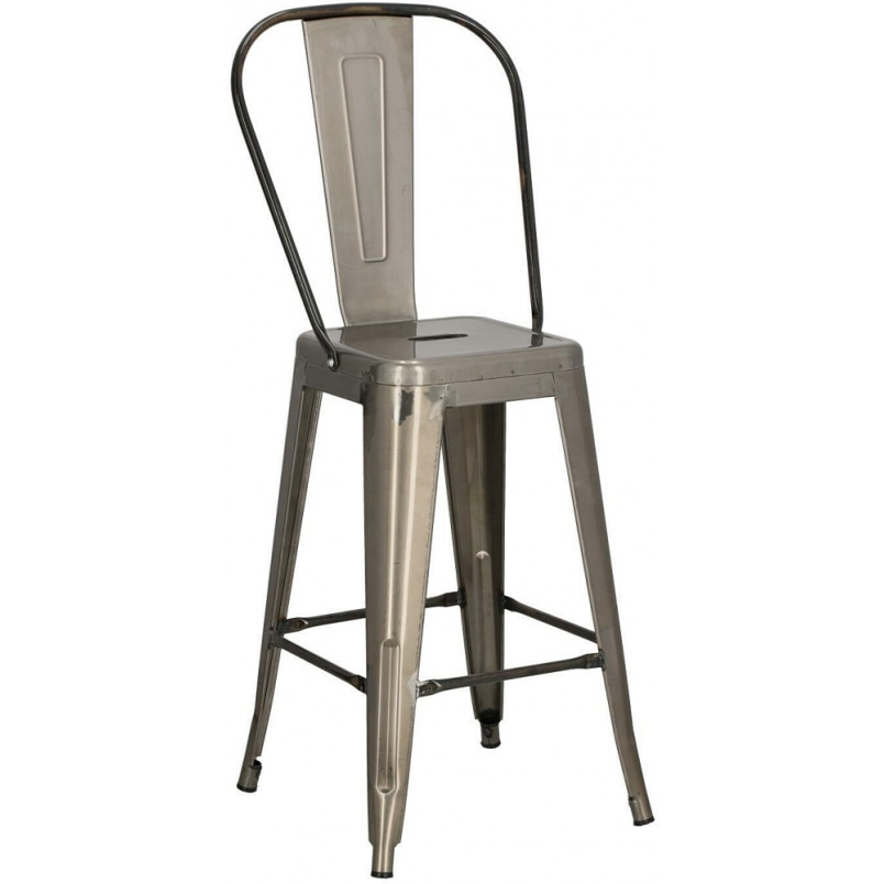 Krzesło barowe Paris Back - Metalowe, Szare | D2 Design