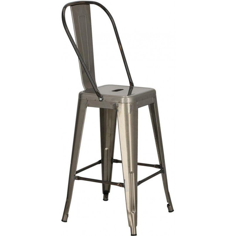 Krzesło barowe Paris Back - Metalowe, Szare | D2 Design