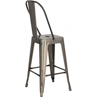 Krzesło barowe Paris Back - Metalowe, Szare | D2 Design