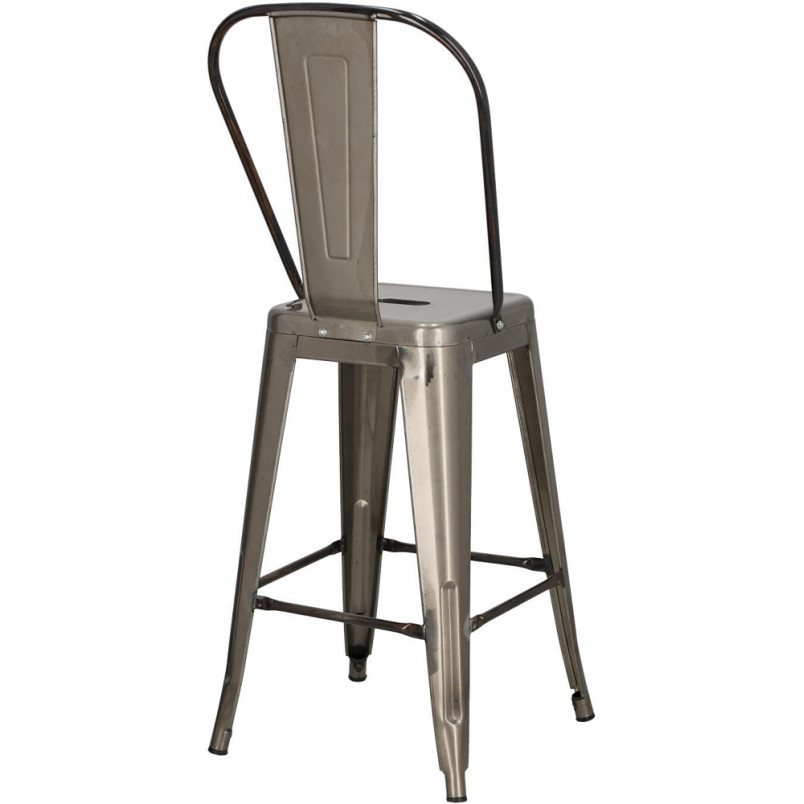 Krzesło barowe Paris Back - Metalowe, Szare | D2 Design