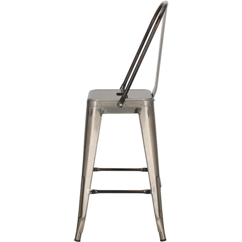 Krzesło barowe Paris Back - Metalowe, Szare | D2 Design