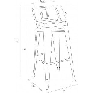 Hoker metalowy Paris Back - czarny | D2.Design