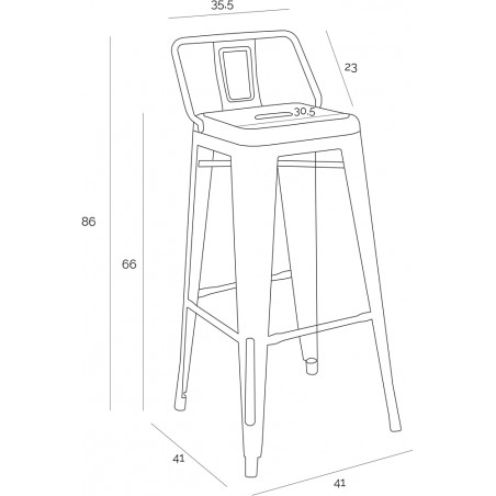Hoker metalowy Paris Back - czarny | D2.Design