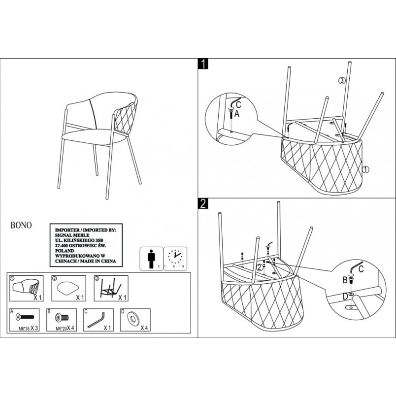 Krzesło welurowe Bono beżowe Signal - Elegancki design