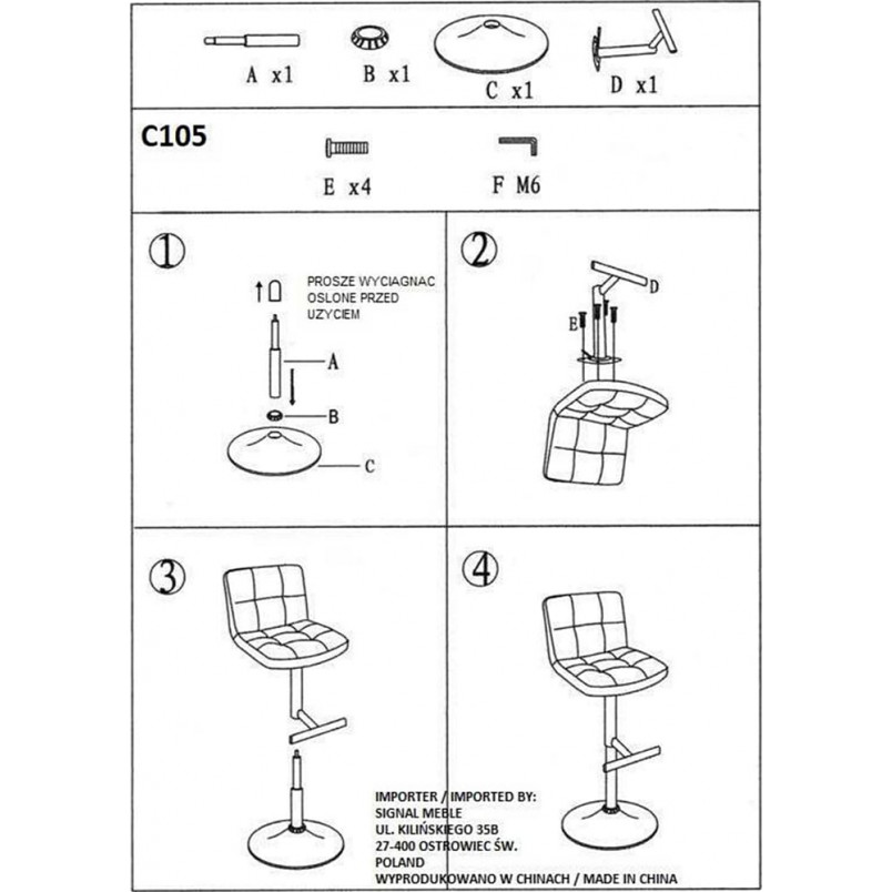 Hoker welurowy pikowany C105 czarny Signal - Komfort i styl