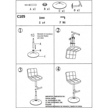 Hoker welurowy pikowany C105 czarny Signal - Komfort i styl
