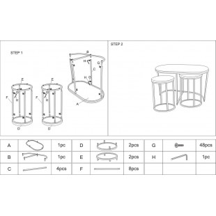 Zestaw 3 stolików Twix orzech vintage / czarny mat Signal
