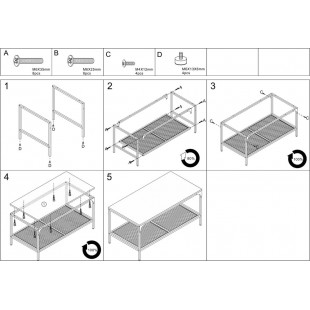 Stolik loft z drucianą półką Lex 90x45cm dąb / czarny mat Signal