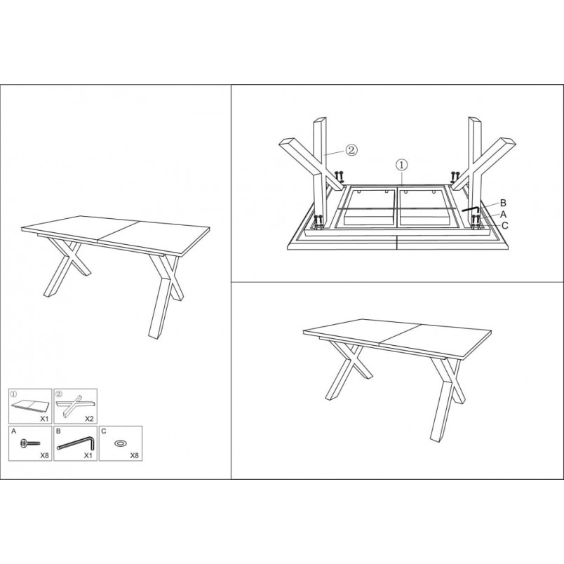 Stół rozkładany loft Xaviero Signal | 160-240x90cm | Czarny mat