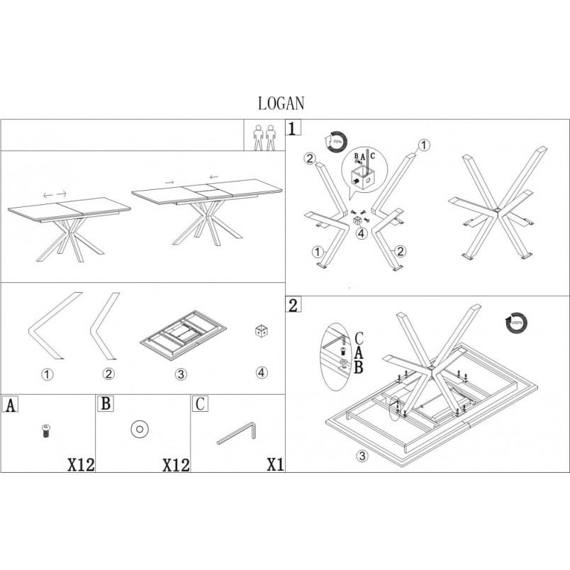 Stół rozkładany Logan Signal | Dąb / Czarny Mat | 160-200x90cm