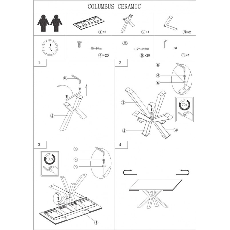 Stół rozkładany biały Signal Columbus 160-240x90cm | Sklep meblowy