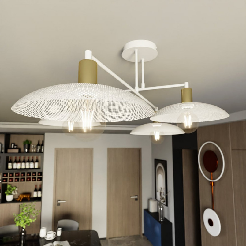 Lampa Sufitowa Spirit IV | Loftowa, Biało-Złota | Emibig