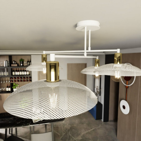 Lampa Sufitowa Spirit IV | Loftowa, Biało-Złota | Emibig