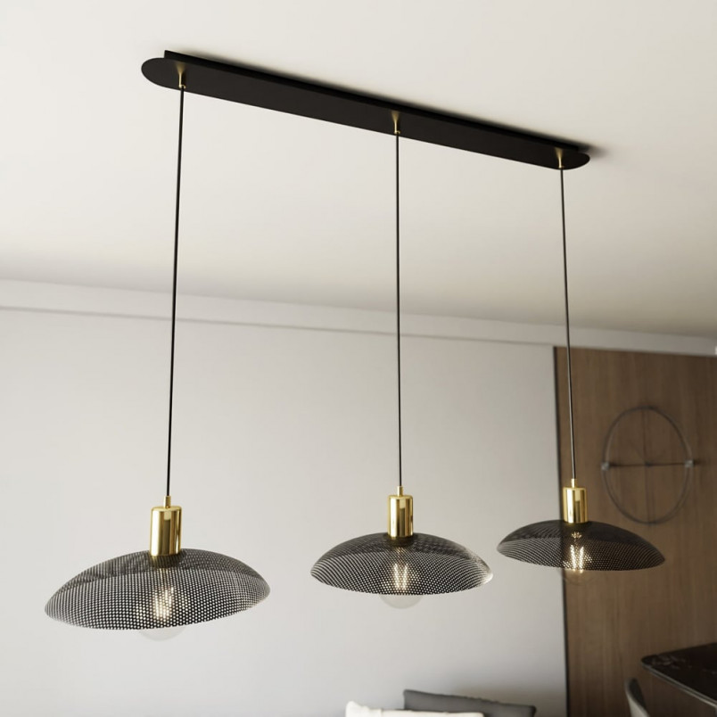 Lampa Wisząca Spirit III Czarna/Złota - Emibig | Loftowa