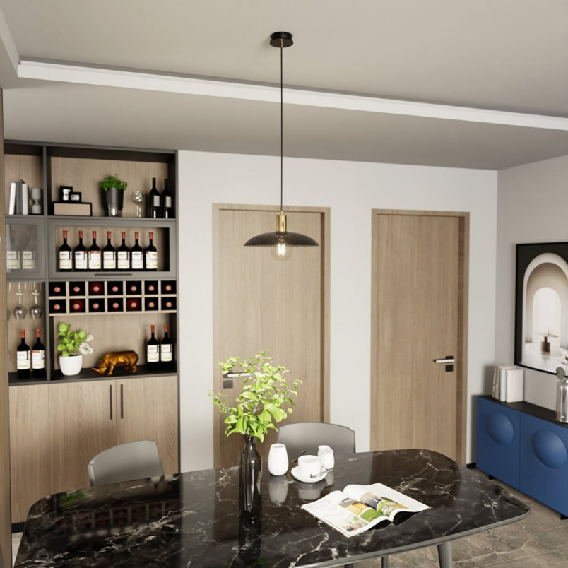 Lampa Wisząca Spirit Czarna/Złota Emibig | Loftowa