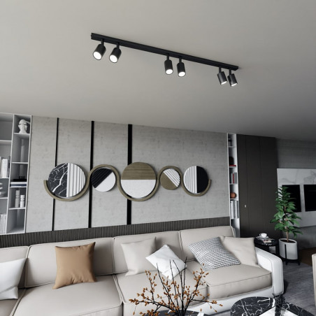 Reflektor sufitowy 6 punktowy Flash czarny Emibig | Sklep z lampami