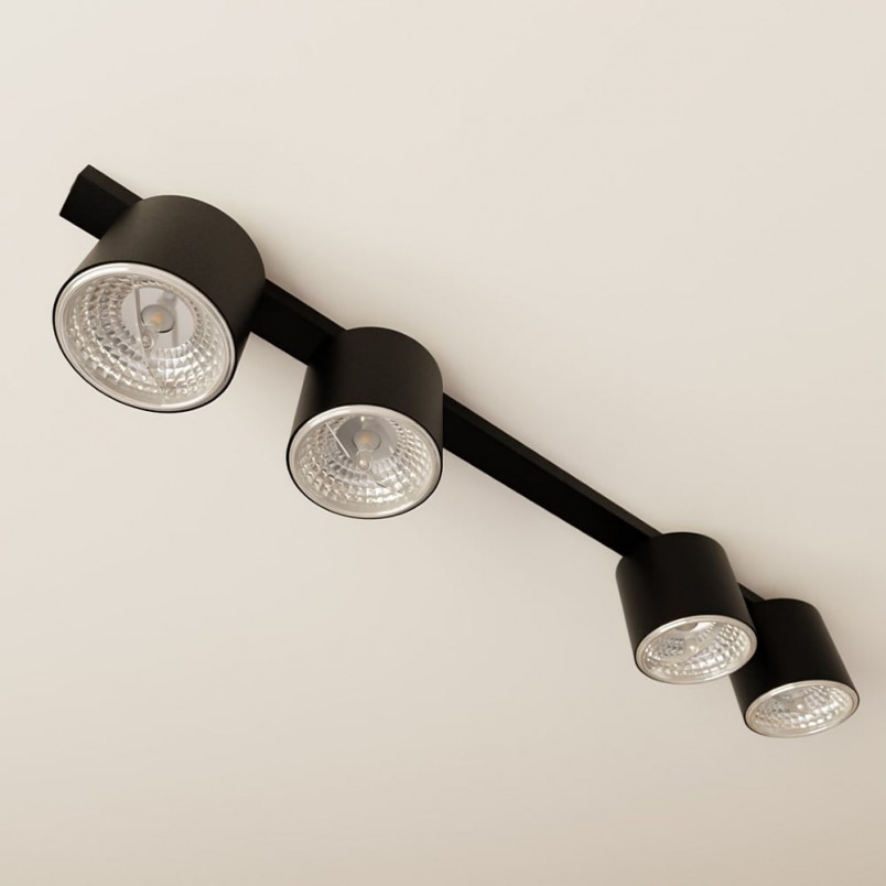 Lampa spot 4 punktowa Nano | Czarna | Emibig