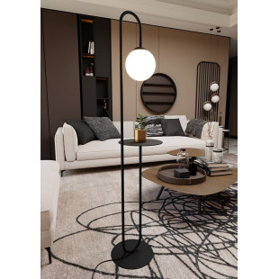 Lampa podłogowa Bari: Szklana kula ze stolikiem | Emibig