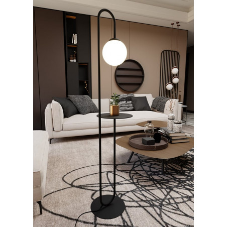 Lampa podłogowa Bari: Szklana kula ze stolikiem | Emibig