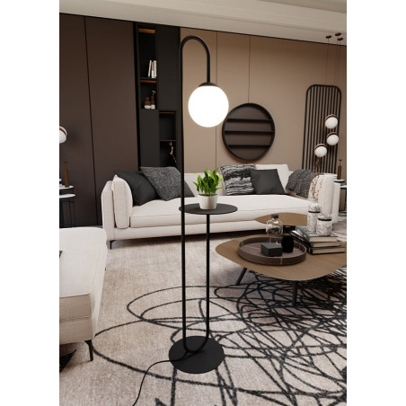 Lampa podłogowa Bari: Szklana kula ze stolikiem | Emibig