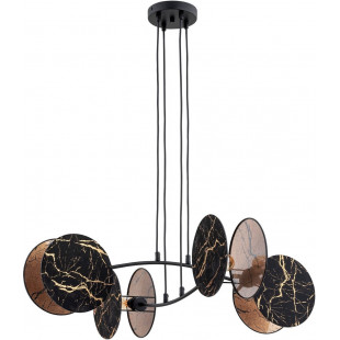 Lampa wisząca 4 punktowa z abażurami Motif 82cm czarno-złoty imitacja marmuru Emibig