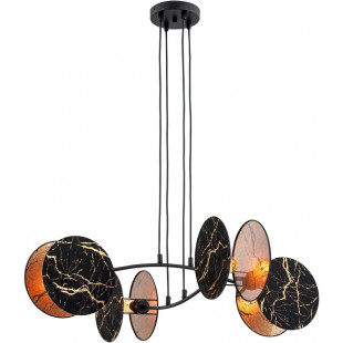 Lampa wisząca 4 punktowa z abażurami Motif 82cm czarno-złoty imitacja marmuru Emibig