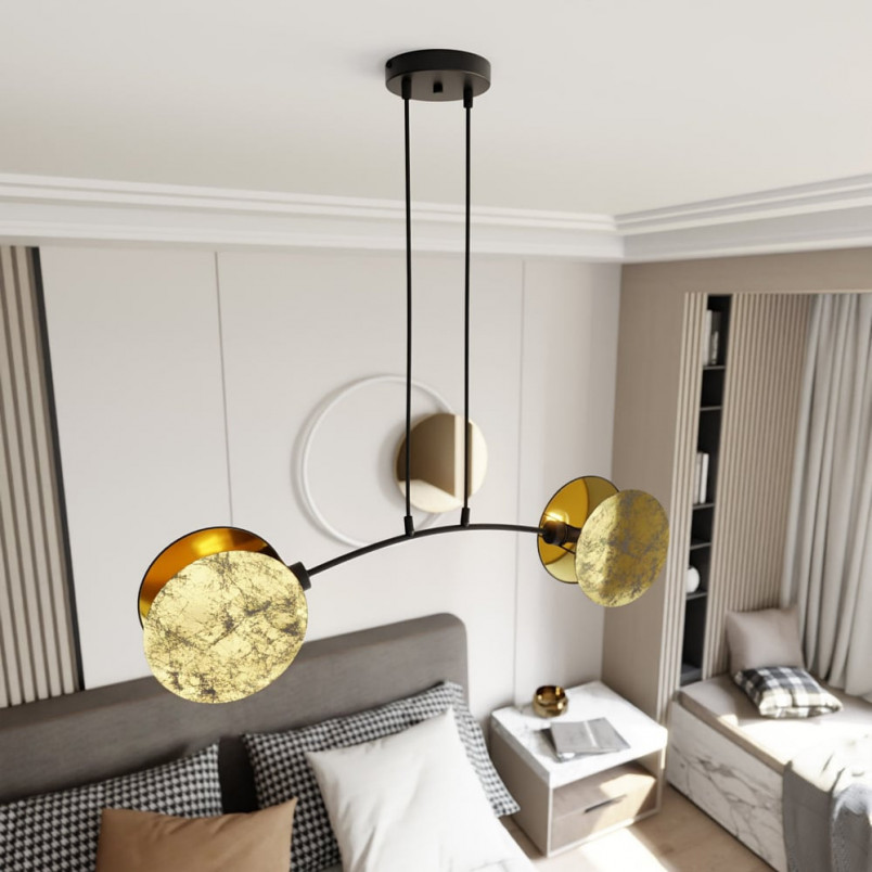 Lampa wisząca złota 2 punktowa Emibig Motif 82 | Sklep z lampami